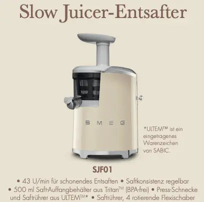 SJF01 Slow Juicer-Entsafter - Smeg-Point