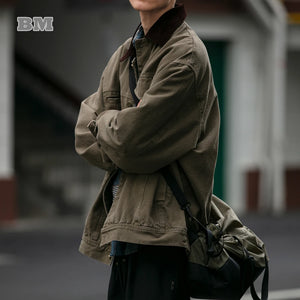 Classic Lapel Jacket for Men - Japanese Streetwear Casual Cargo Coat - Fashion Dish