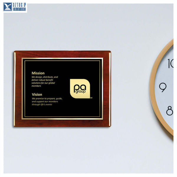 Engravable Red Alder and Walnut Presentation Plaque with Brass Bell