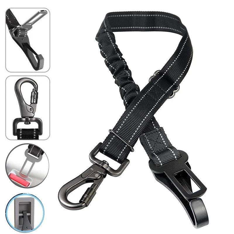 Kraftigt bilbälte för stora hundar & katter - Passar alla bilar Svart / L 60-90cm x B 2.5cm