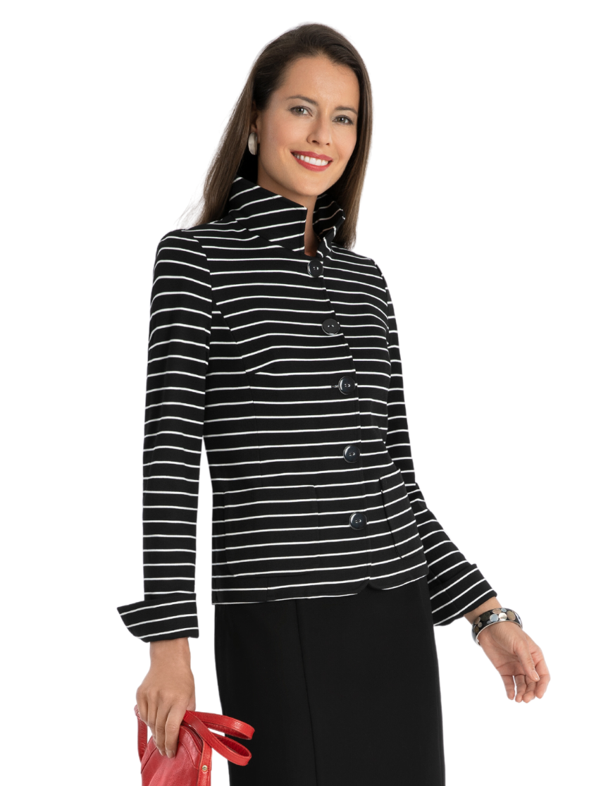 Stripe Ponte Car Coat