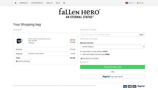 online store - Fallen Hero