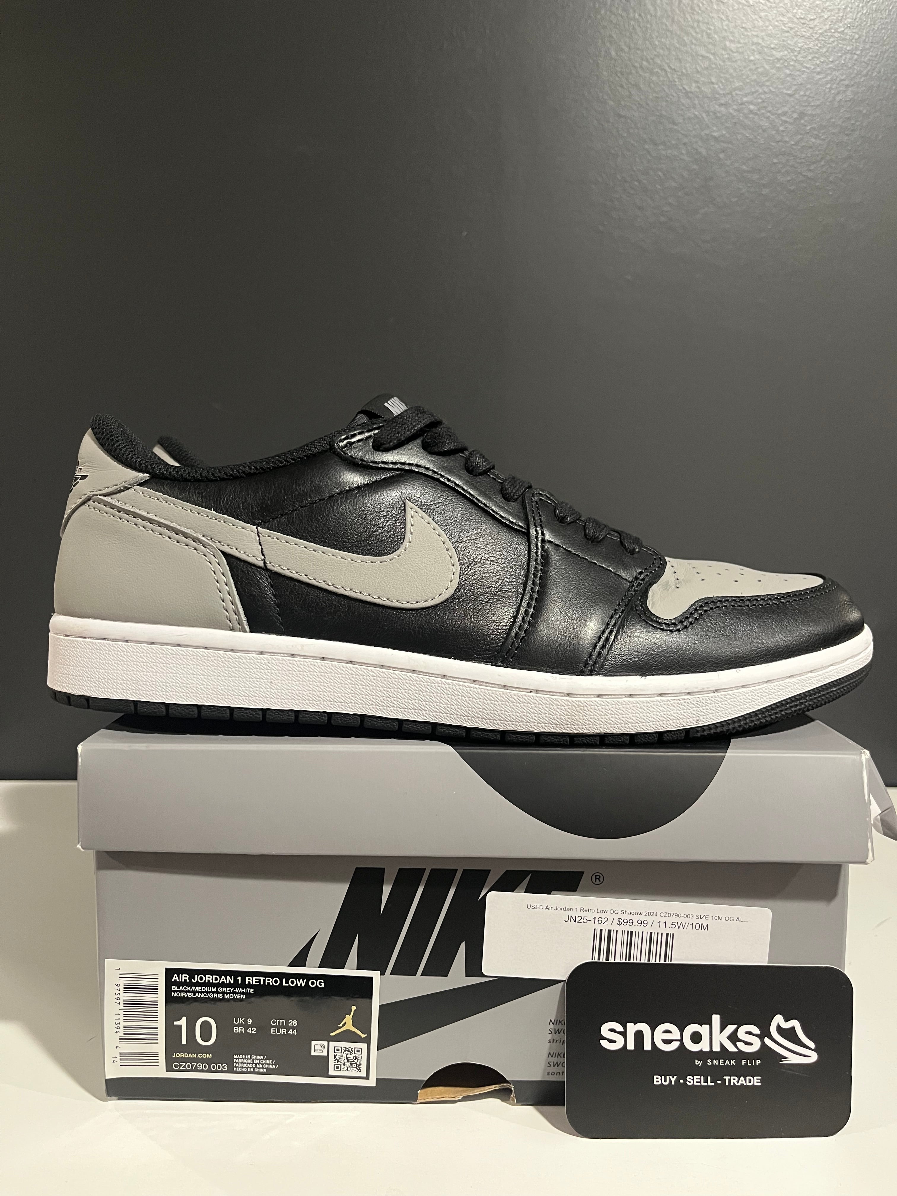 USED Air Jordan 1 Retro Low OG Shadow 2024 CZ0790-003 SIZE 10M OG ALL JN25-162