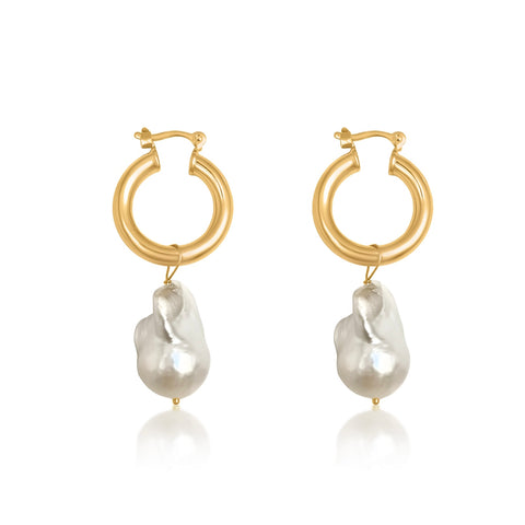 baroque pearls hoop earrings