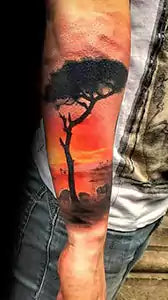 cnc famous cnc African Landscape Tattoo style