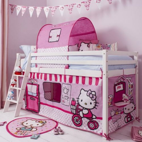 Hello Kitty midsleeper cabin bed with ladder, tent and tunnel
