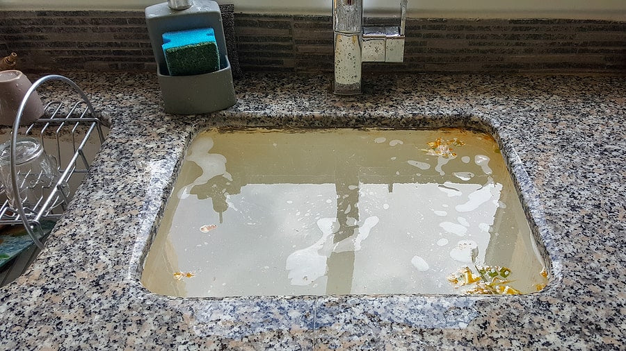garbage disposal with sink full of water