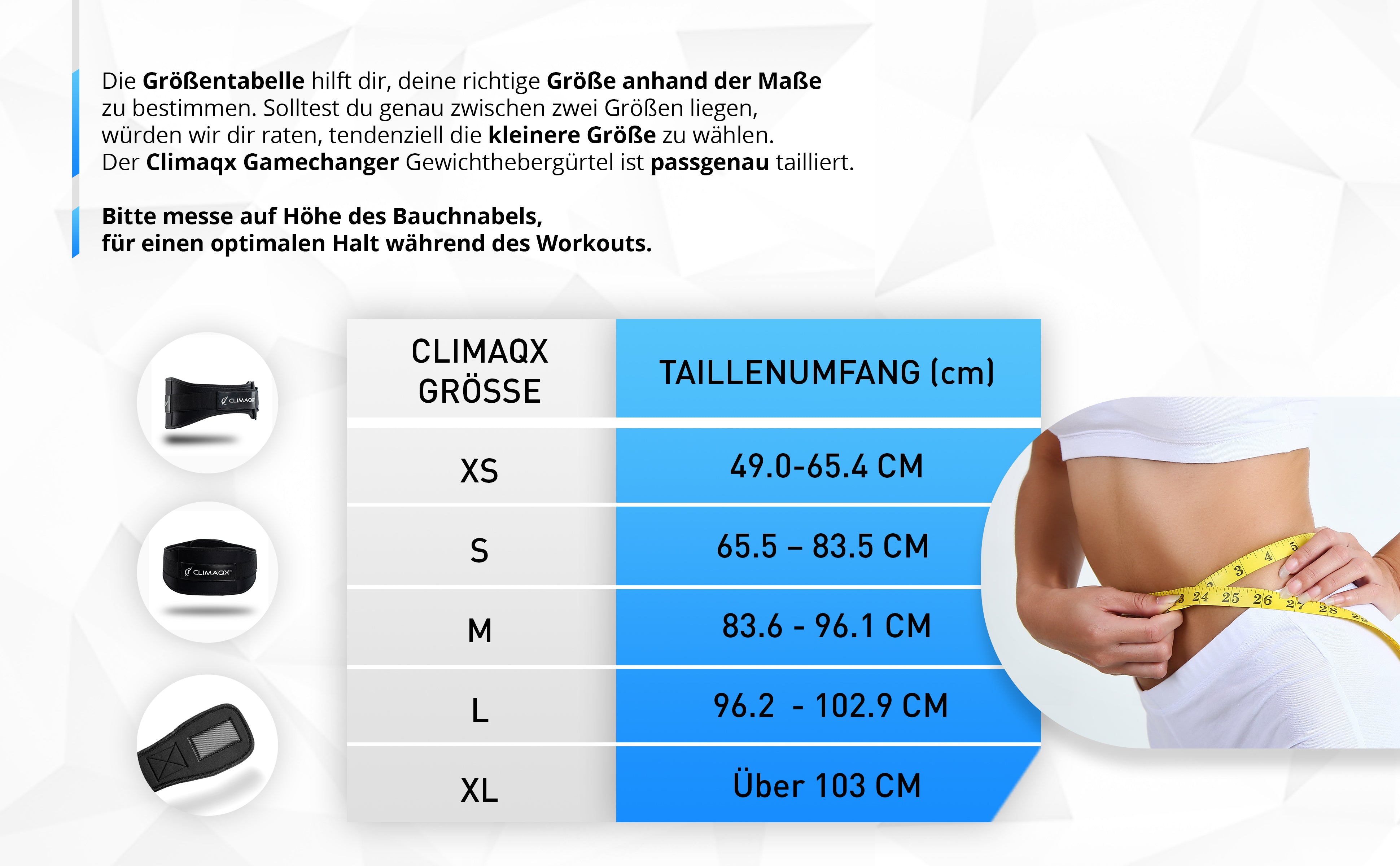 climaqx gamechanger guertel groessen