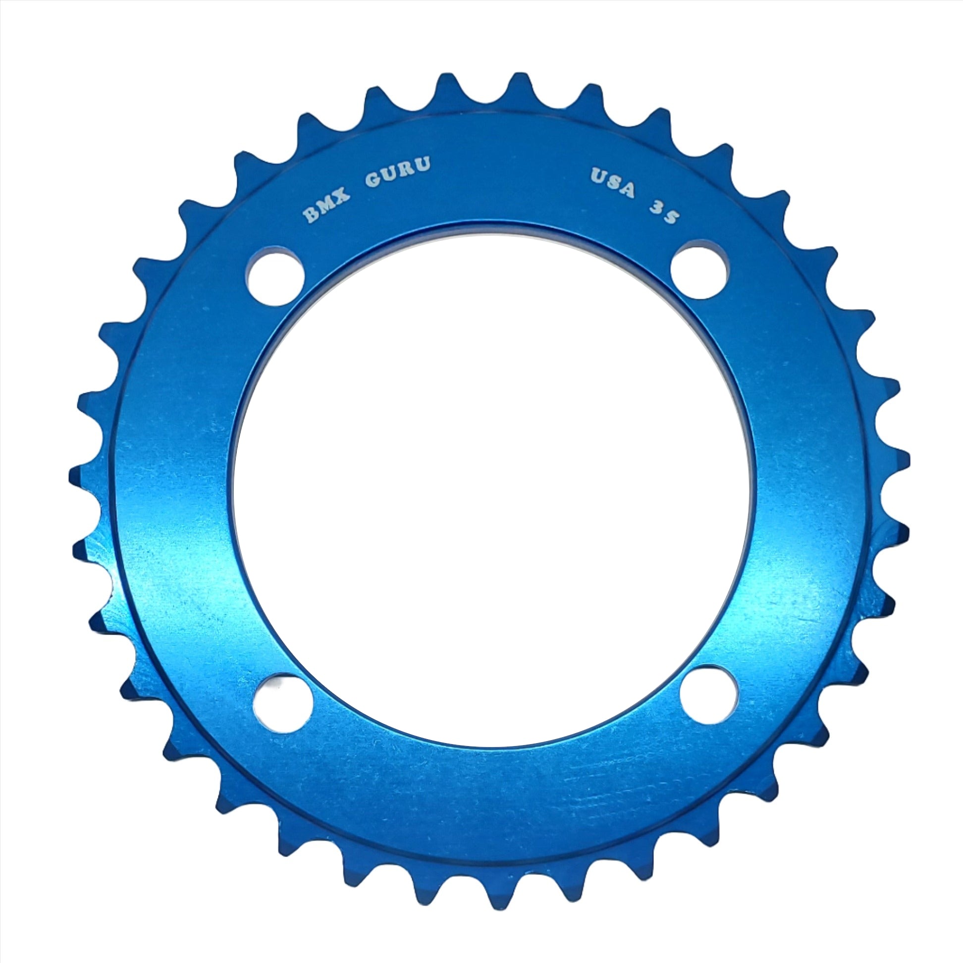 BMXGuru 35t BMX Chainring - Blue - 104mm 4-bolt - USA Made