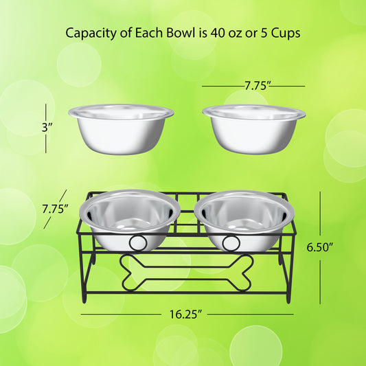 Petmaker 20 oz. 7 in. Stainless-Steel Nonslip Bamboo Dog Feeder