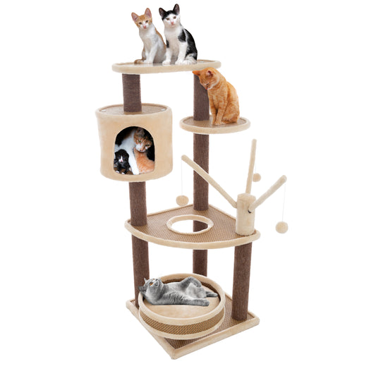 Interactive Cat Toy Rocking Activity Mat- Swing Playing Station with Sisal  Scratching Area, Hanging Toy, Rolling Ball for Cats and Kittens by PETMAKER