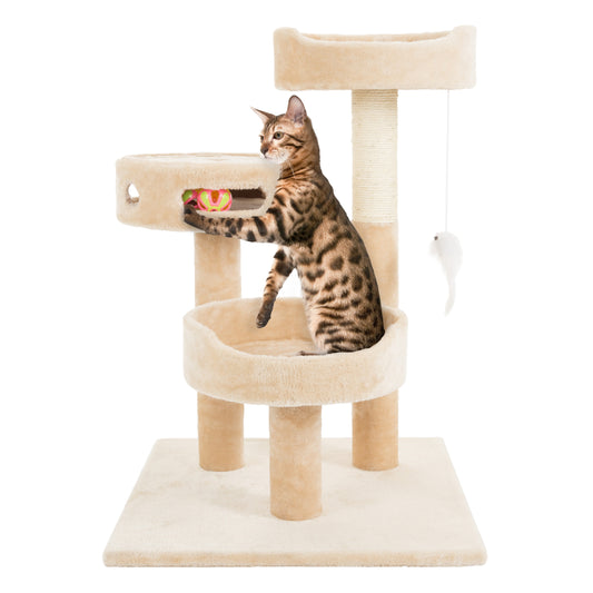 Petmaker Interactive Cat Toy Activity Mat with Sisal Scratching Area,  Hanging Toy & Rolling Ball 