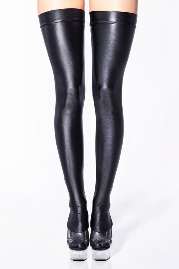 Wet look spandex stockings – Bright&Shiny