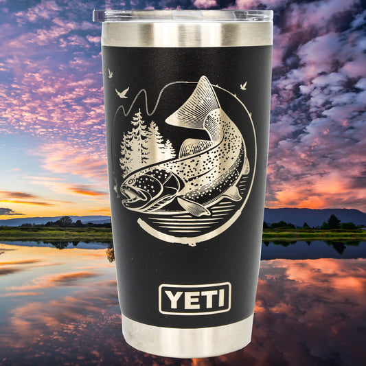 Laser Engraved Authentic YETI Rambler - BASS FISHING