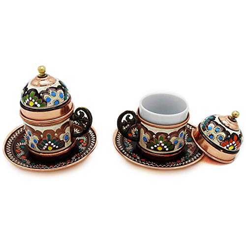 Turkish Luxury Ottoman Coffee & Espresso Set of 2 with Copper Coffee P –  Mochalino