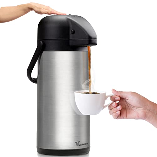 Cresimo 101 oz (3L) Airpot Thermal Coffee Carafe/Lever Action/Stainless Steel Insulated Thermos / 12 Hour Heat Retention / 24 HO