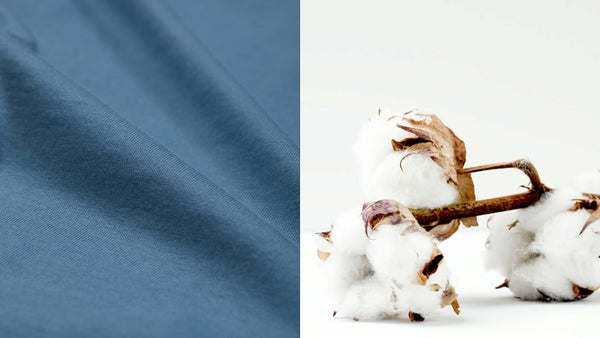 Tejido jersey color azul y fibra de algodón