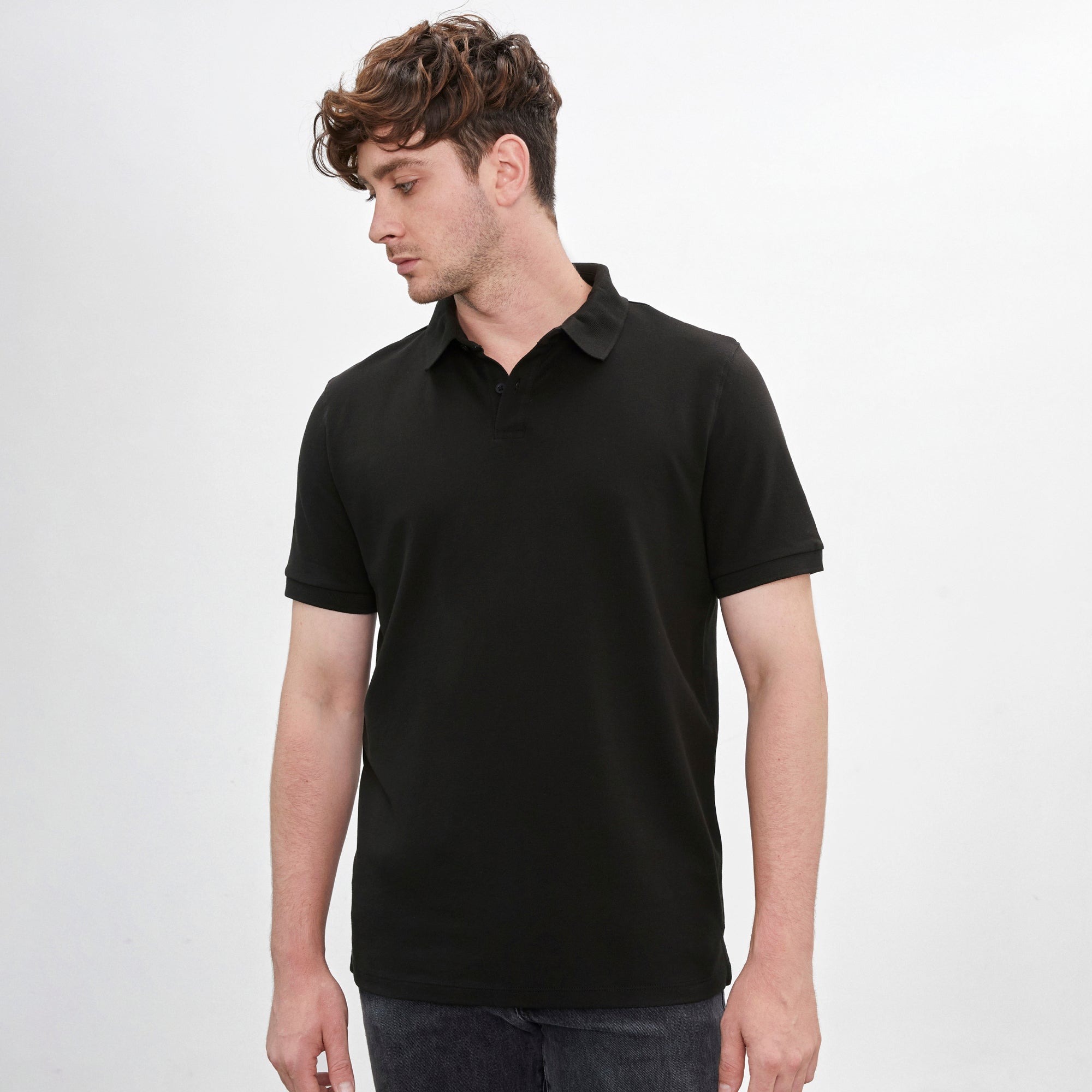 Polo Negro Manga Larga Hombre Dropthelabel.pe