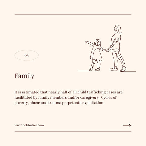 Inofrmation that nearly half of all child trafficking cases are facilitated by family members or caregivers.