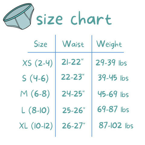 Size Chart for Boys Underwear