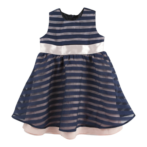 Sassy Stripe: Navy Stripe Organza Party Dress