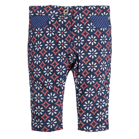Floral & Hearty: Blue & Pink Geo Floral Capri