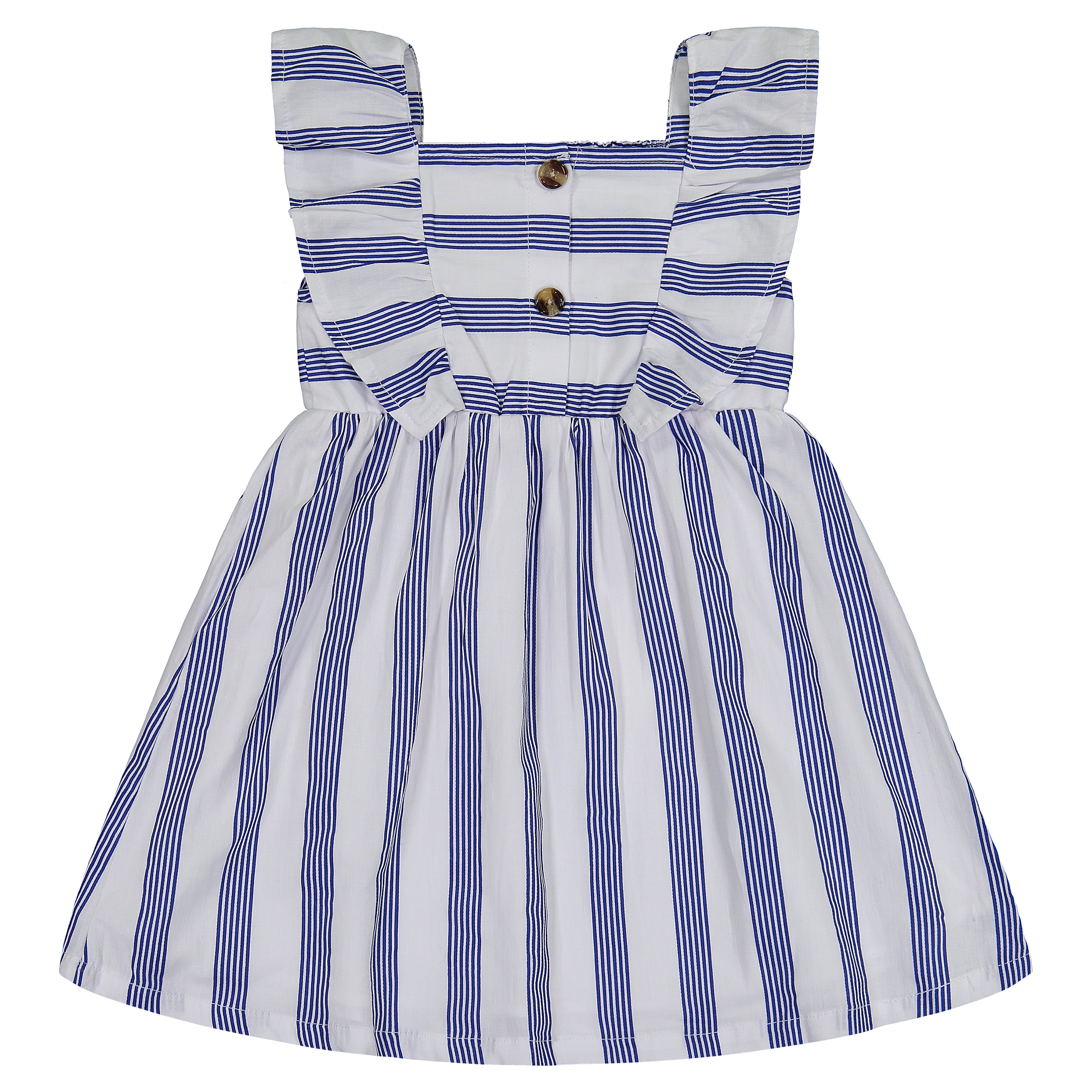 blue and white striped baby dress