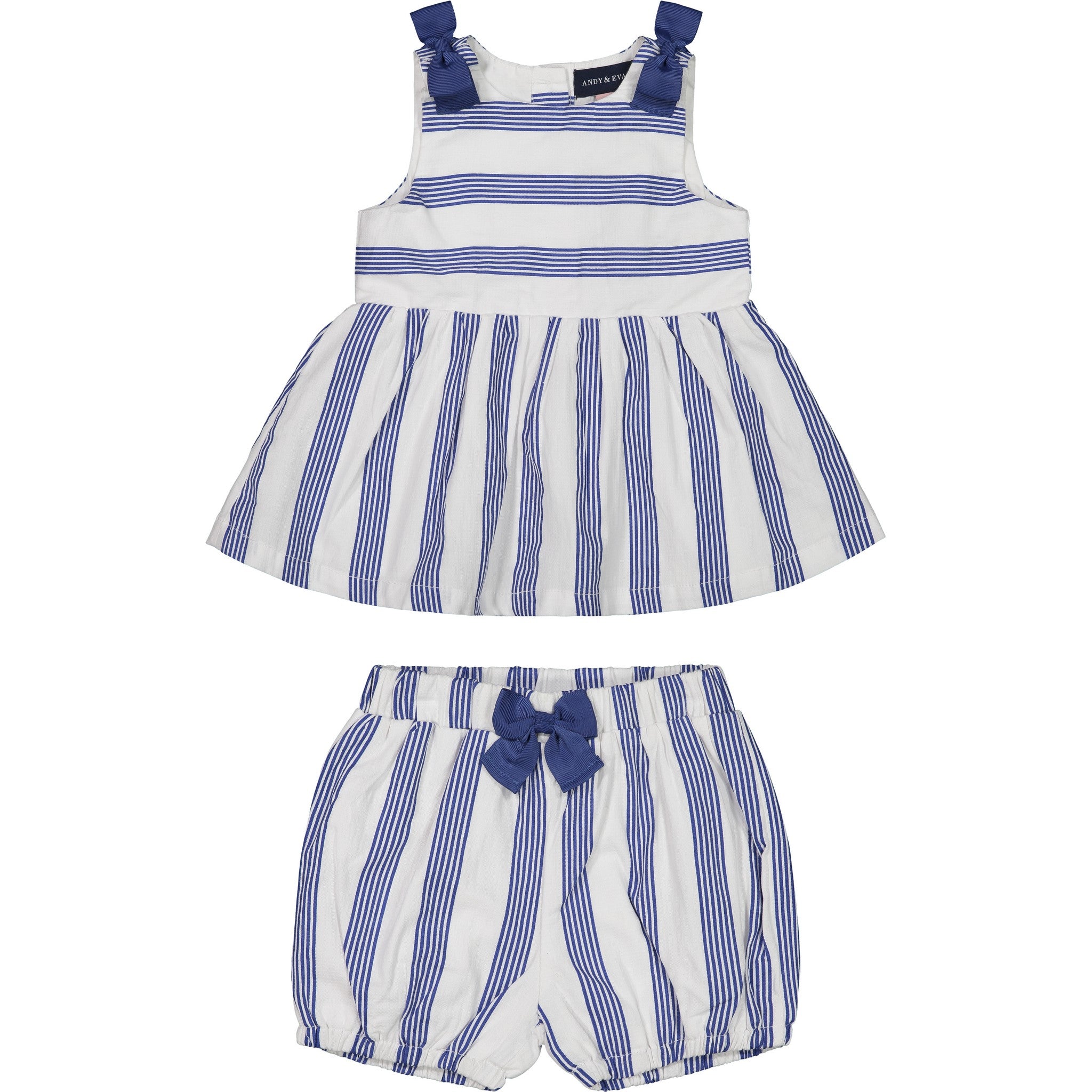 blue and white striped baby dress