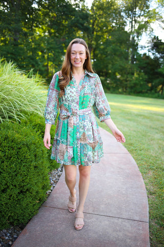 Green Multi Paisley Print Dress