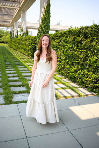 Light Sage Knit and Tiered Ruffle Dress