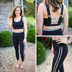 Leopard print pinstripe activewear set