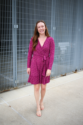 floral print faux wrap dress