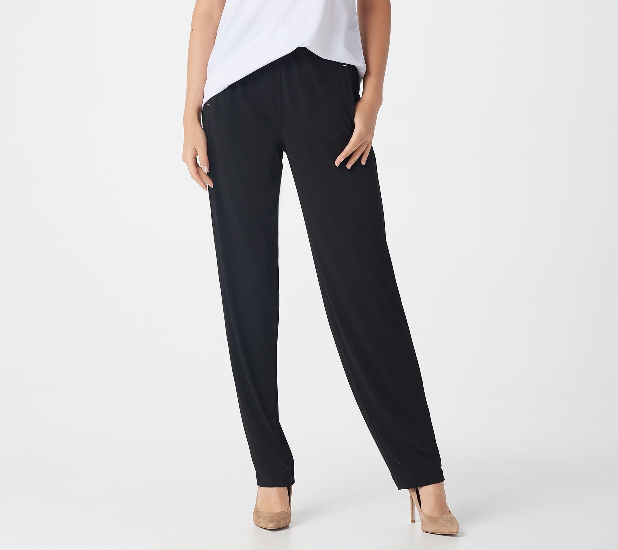 Susan Graver Liquid Knit Pull-On Slim-Leg Pants