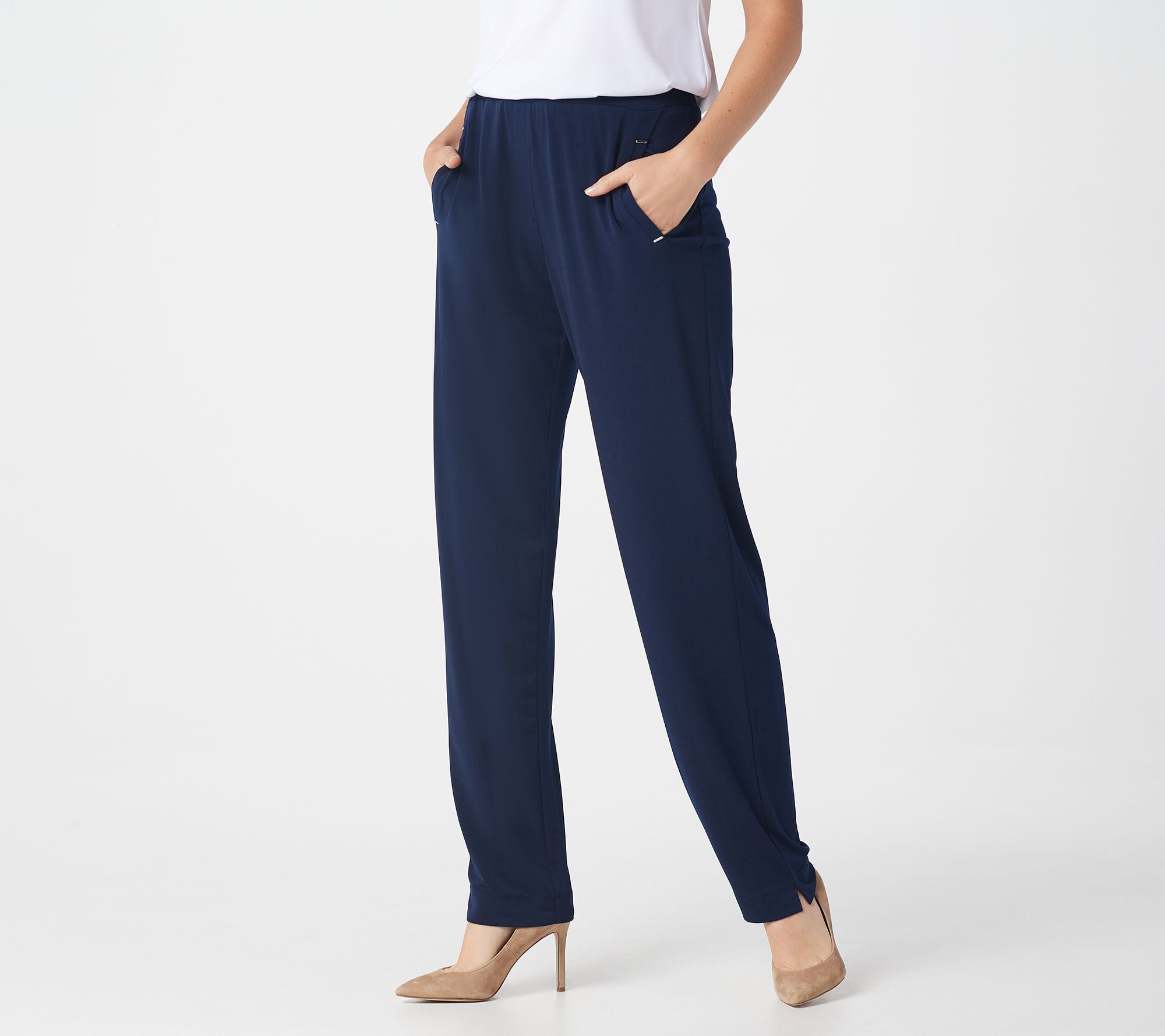 Susan Graver Liquid Knit Pull-On Slim-Leg Pants