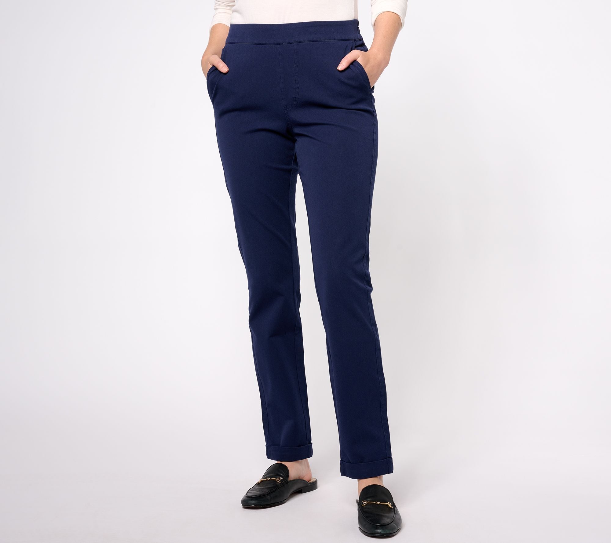 AnyBody Petite Pull-On All-Stretch Twill Pant w/ Pockets 