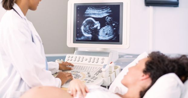Schwangere wird von ihrer Gynäkologin per Ultraschall untersucht
