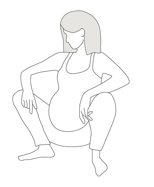 Illustration Hockende Geburtsposition