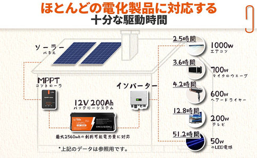 LiTime Time 12V 200Ah LiFePO4 リン酸鉄リチウムイオンバッテリー 内蔵100A BMS