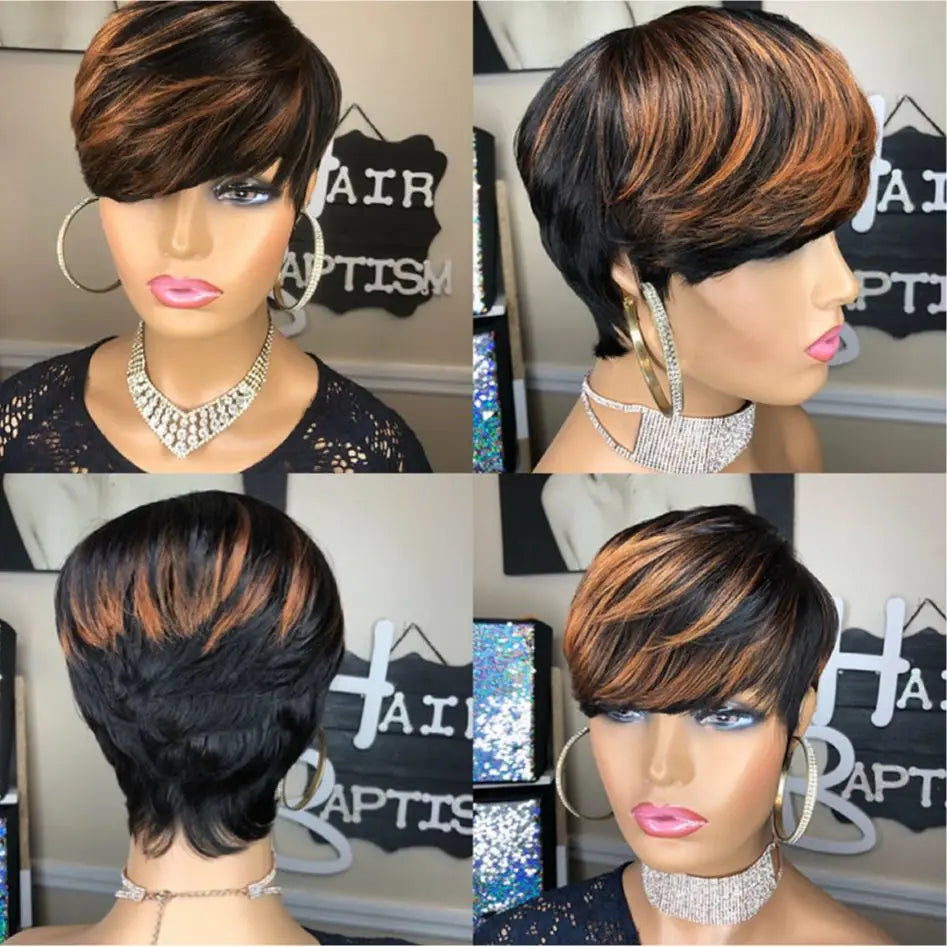 WIGERA Highlight Synthetic Wigs Short Straight Pixie Cut