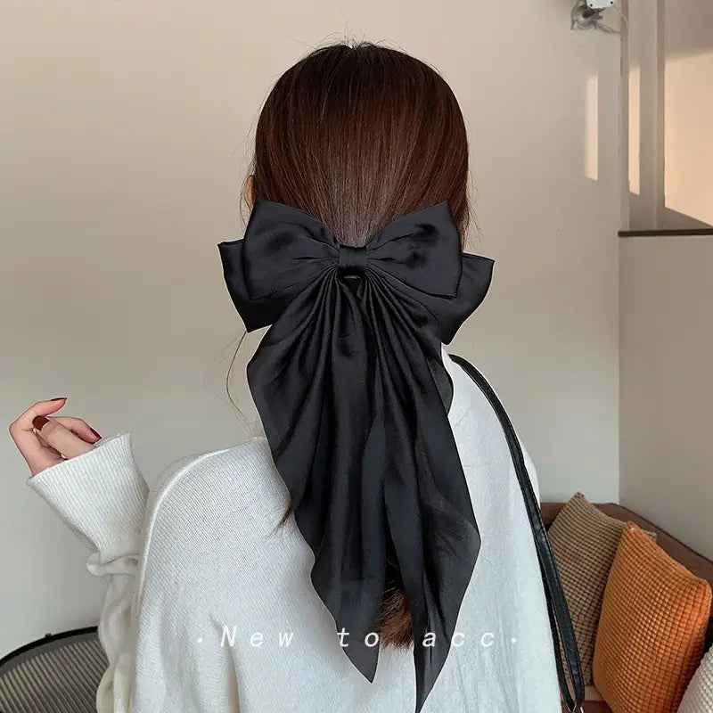 Solid Color Big Large Satin Bow Hairpins Barrettes For Women