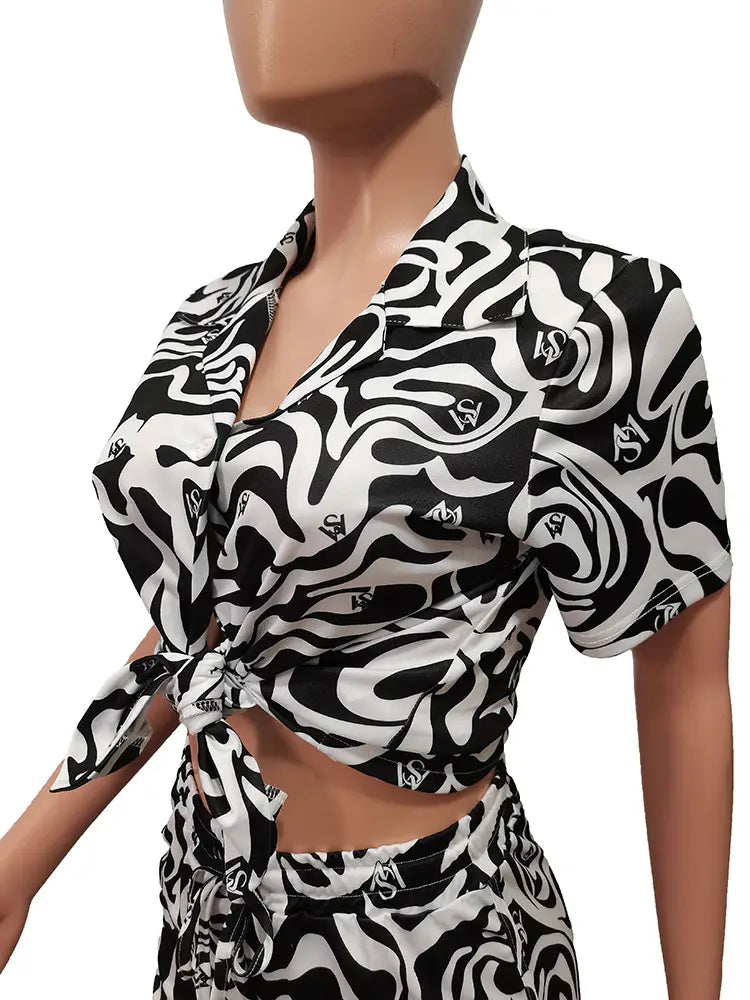 CM8618 Fashion Y2K summer tie dye print 2 piece set women
