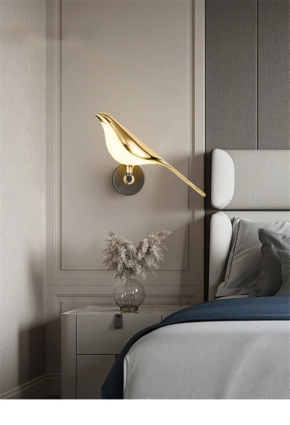 Postmodern Designer Luxury Gold Plating Bird Led Wall Lamp