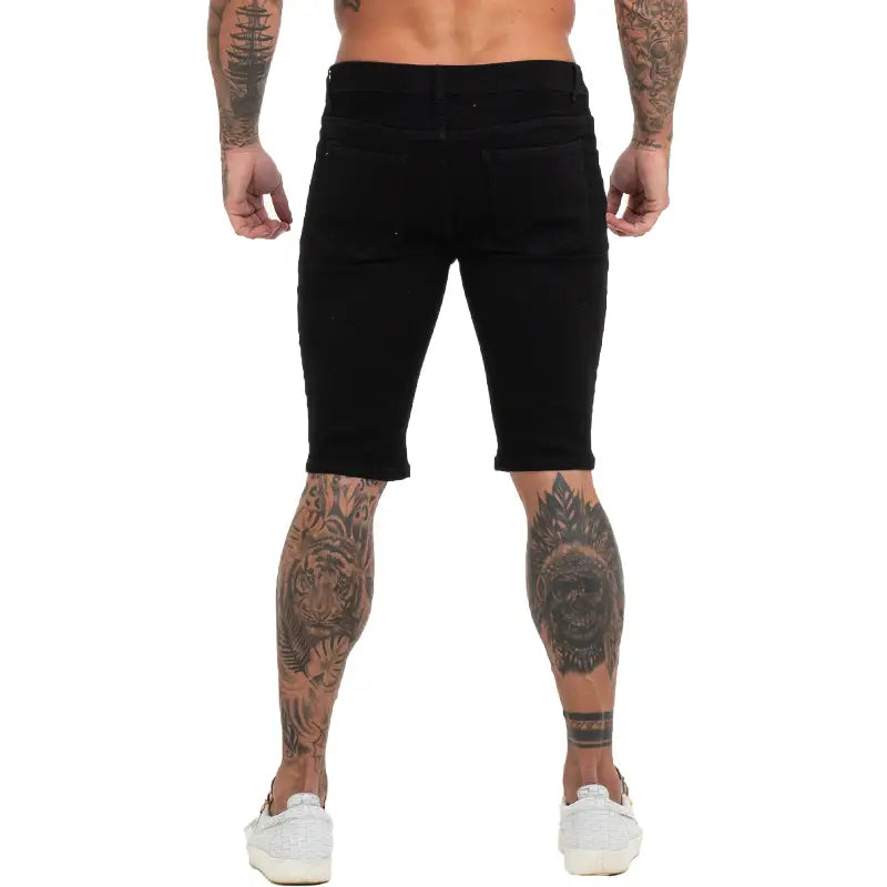 Mens Shorts Jeans Denim Shorts Black High Waist Ripped
