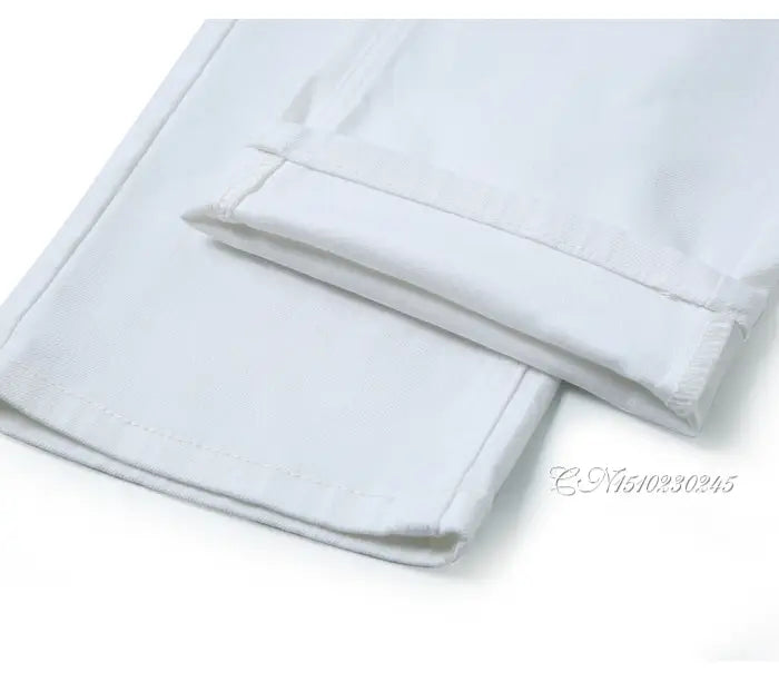 Classic Style Men’s Regular Fit White Jeans Business Fashion