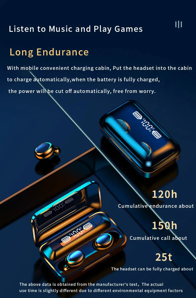 TWS Bluetooth Earphones 2200mAh Charging Box Wireless