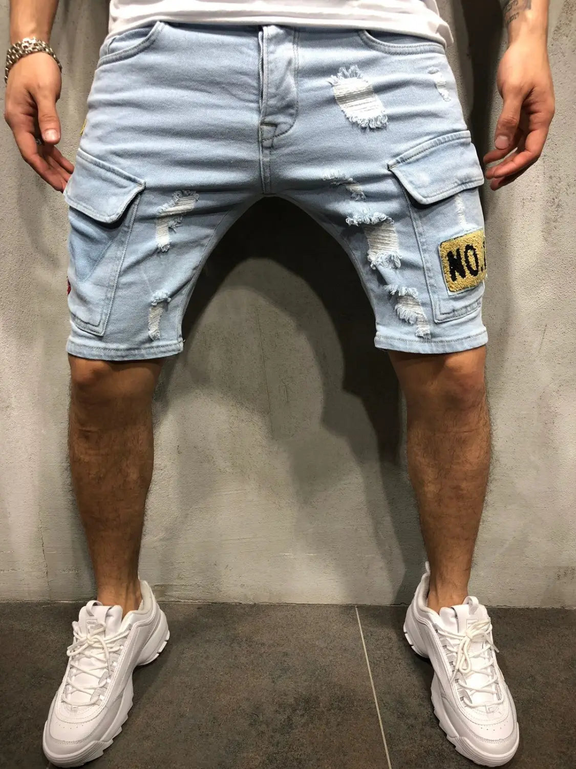 Summer New Men&#39;s Stretch Straight Short Jeans Fashion
