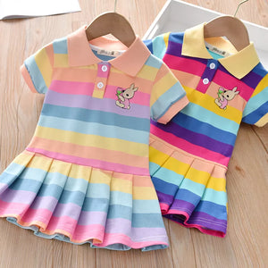 Unicon Children Dress Spring Summer Turn-Down Collar Kids Clothes Fashion toddler Baby Girls Clothing Summer Dress Girl - Mega Mart Center