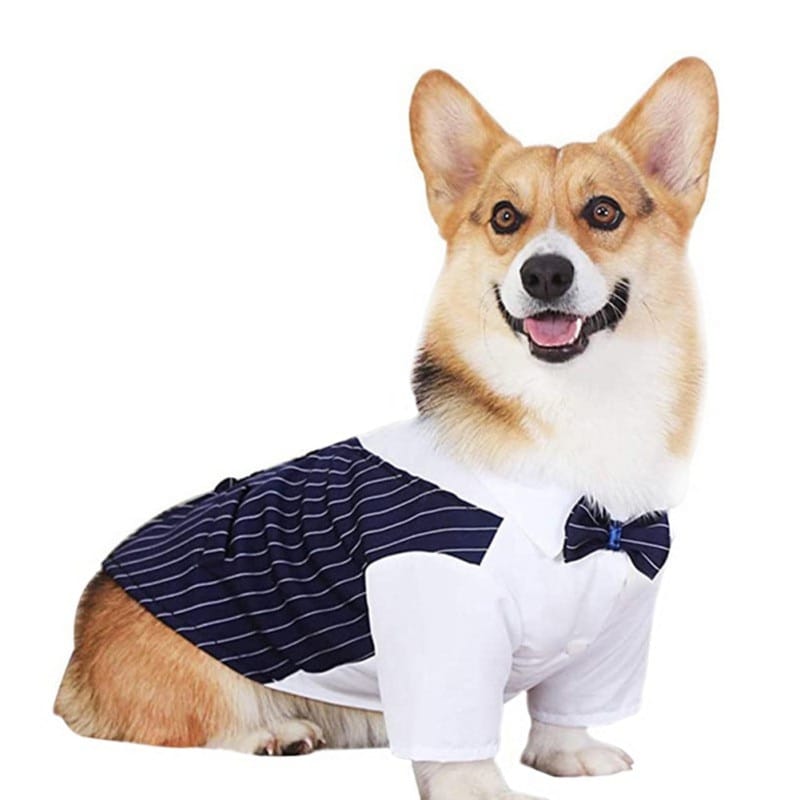 Dog Shirt Pet Small Dog Clothes Stylish Suit Bow Tie Wedding