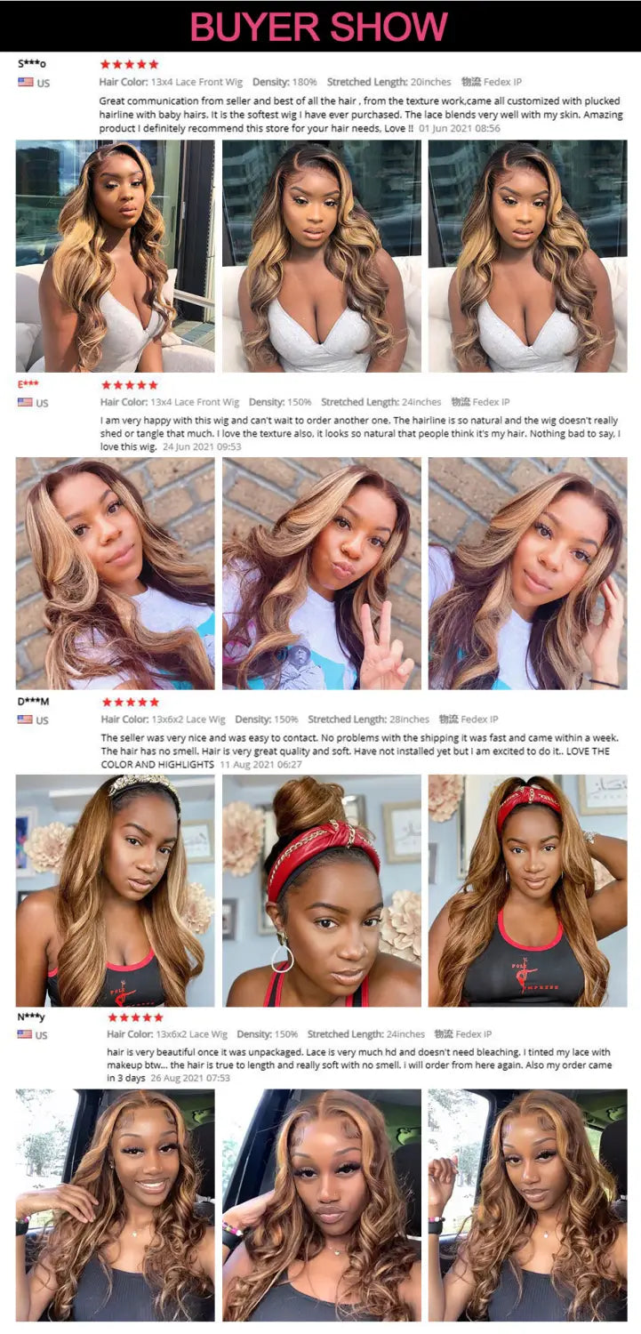 Ombre Highlight Wig Human Hair 13x4 Lace Frontal Wig Body