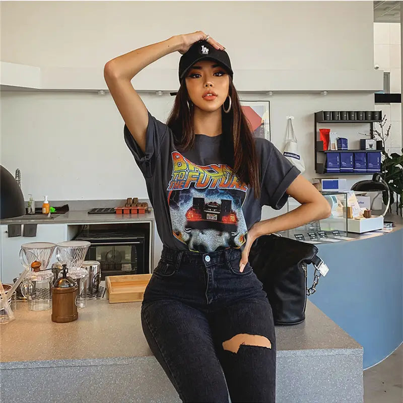 Sexy High Waist Tassel Ripped Holes Denim Pants Female